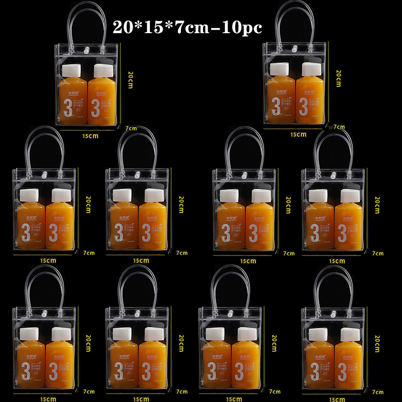 Sacs d'emballage fourre-tout en PVC souple transparent, 10/20/30/50/100 pièces, avec bouton, boucle à main, sac à main en plastique Transparent, sac à cosmétiques: Fluorescence Jaune / 18x7x24 cm