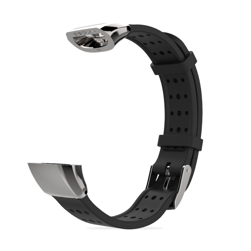 Bracelet de sport en Silicone pour Huawei Band 2 Pro B19 B29 Bracelet Bracelet pour Huawei Band 2 Pro Bracelet de montre pour B19 B29: Black Silver