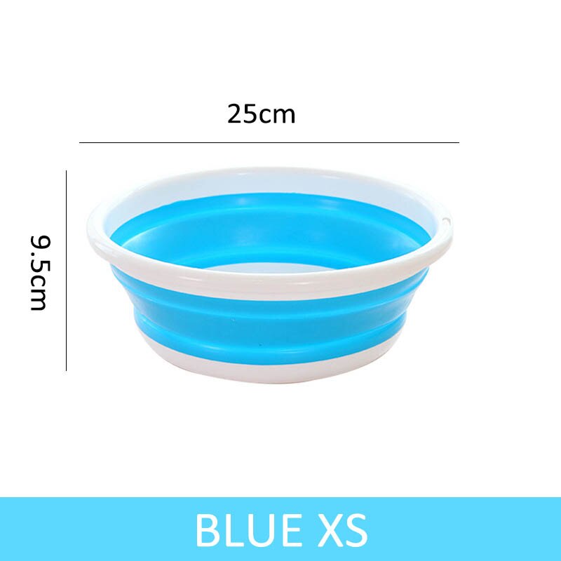 1 stk. sammenklappelige bassiner bærbar vegetabilsk frugtbassin bilvaskeværktøj husholdningsrengøringsforsyninger højkapacitets foldespand: Blå xs