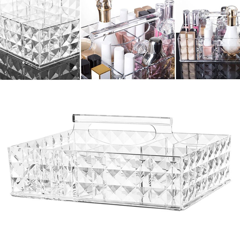 Makeup Organizer Tray Transparent Acrylic Cosmetic Storage Display Box With Handle With Clear Simple Stylish Transparent