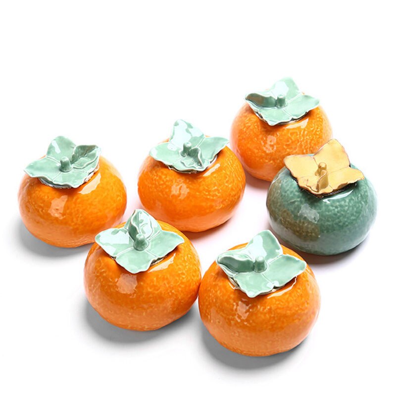 Ceramic Orange Tea Caddy Tea Box Home Decoration Fruit Shape Puer Sealed Storage Jar Tea Can Teaware Kictchen Supply