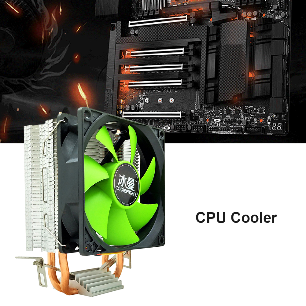 PWM Radiator Heatsink Desktop CPU Cooler Fan 2 Heat Pipes 3-Pin Power Cooling Fan Radiator Heatsink for Intel AMD