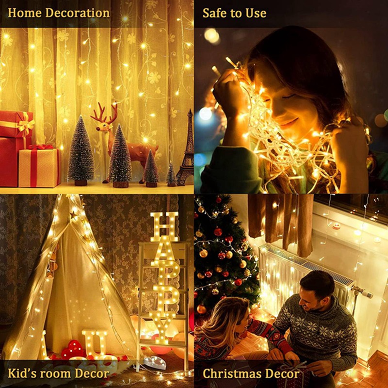 1 paquete de 10/20/40/80 luces Led con batería, guirnaldas de luces impermeables para dormitorio, jardín, , decoraciones para árboles de Navidad