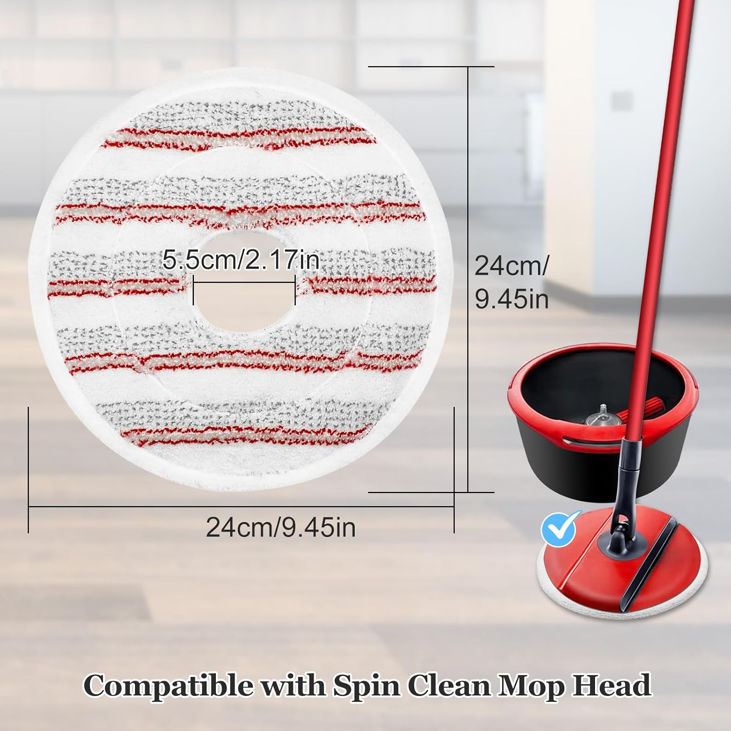 Moppepuder til erstatning af vileda clean spin moppehoved, udskiftning af vaskbart hoved i mikrofiber til rengøring af gulve