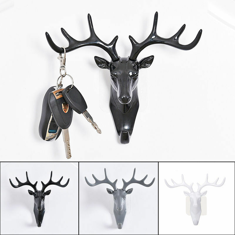 Chapeau avec tête de cerf et bois de cerf, crochet , décoration murale pour la maison, artistique Vintage