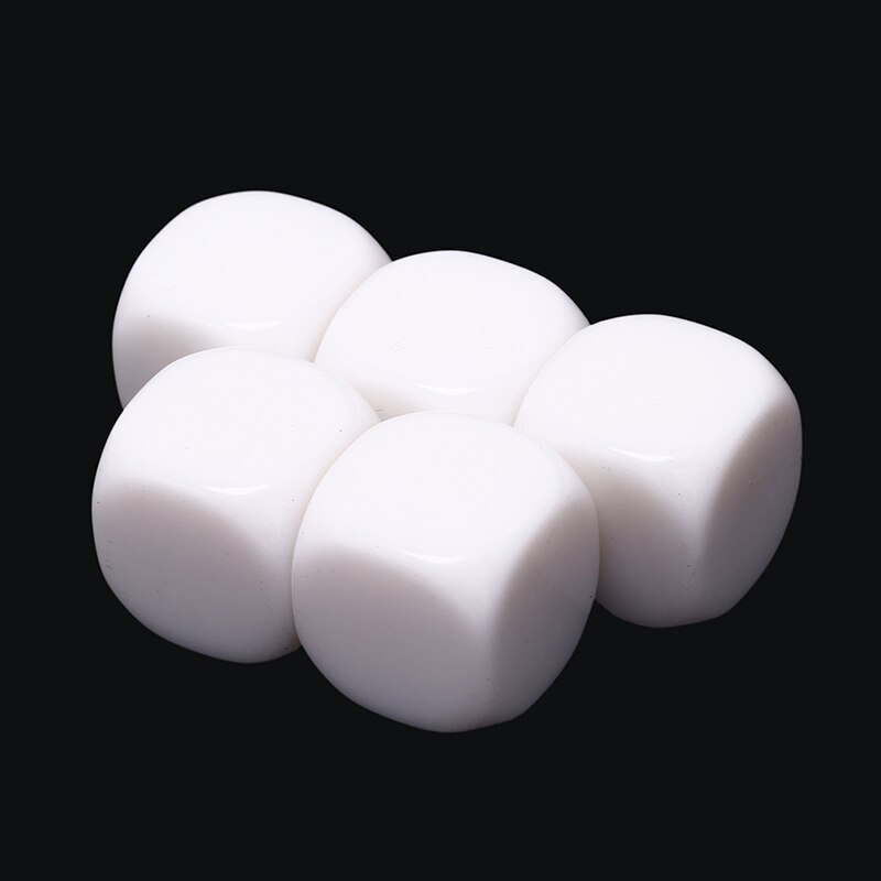 5 Stks/partij 20Mm Blanco Dobbelstenen Wit Afgeronde Hoek D6 Kan Schrijven Witte Lege Dobbelstenen Creatieve Kinderen Teching Diy Dobbelstenen set
