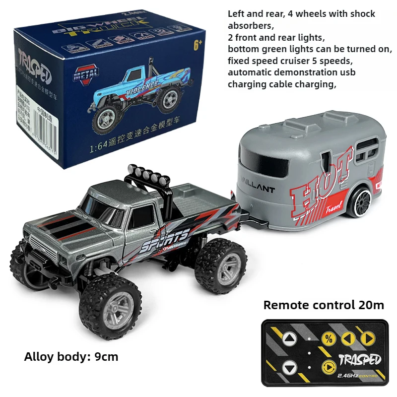 Camión Cybertruck con carga USB 1:64, vehículo todoterreno, modelo de coche de aleación, coche de Control remoto, modelo de coche americano, camión de Metal fundido a presión: Rosa