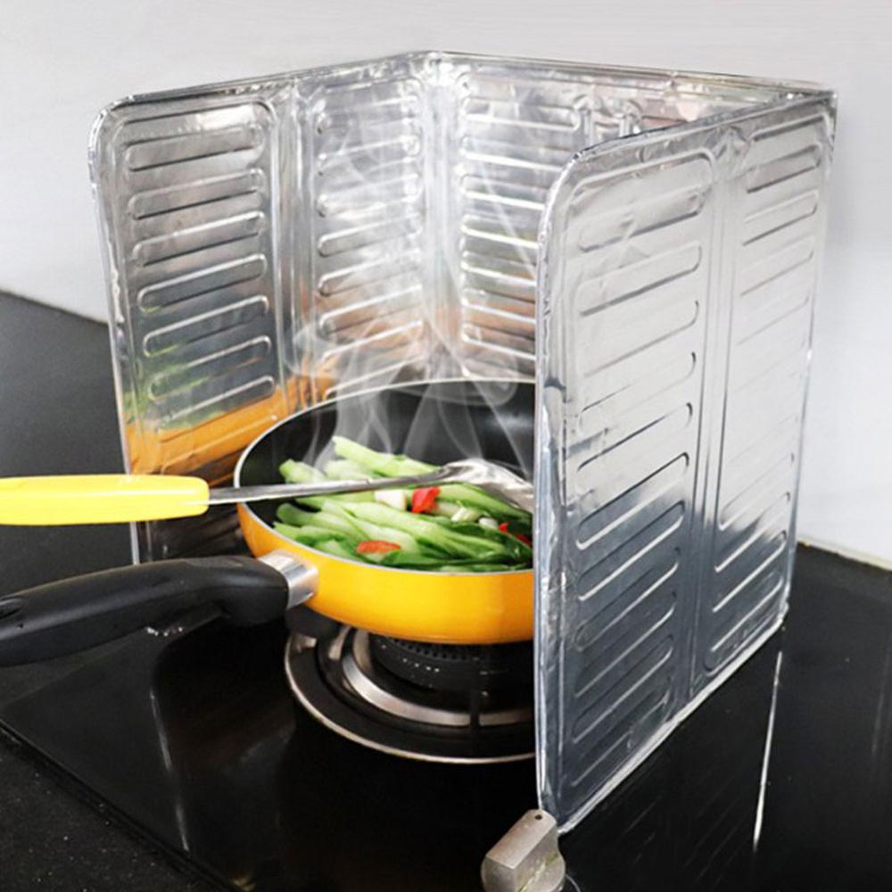 Foldable Aluminium Splatter Shield Guard Oil Divider Splash Proof Baffle Tool Kitchen Cooking Frying Pan Oil Splash Screen Cover