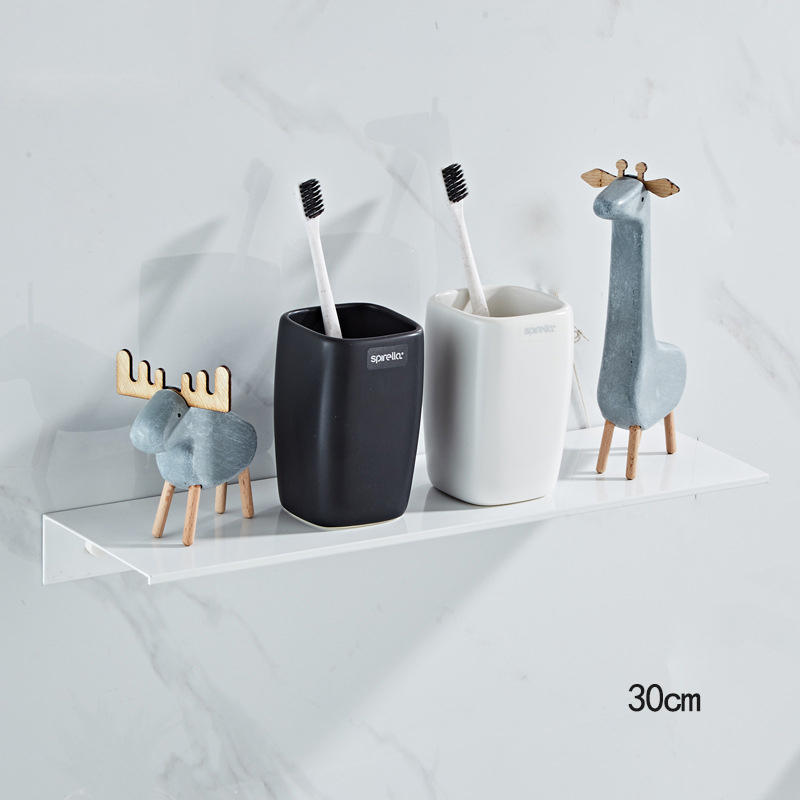 Étagère murale en aluminium brossé pour shampoing et cosmétiques, 30-50cm, pour salle de bain, toilette, cuisine, accessoires pour la maison: White-30cm