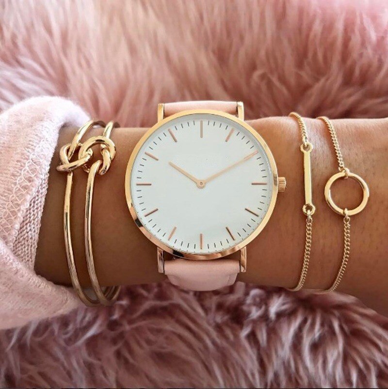 Luksusur dame læderur dame simpelt quartz armbånd armbåndsur dameur zegarek damski reloj