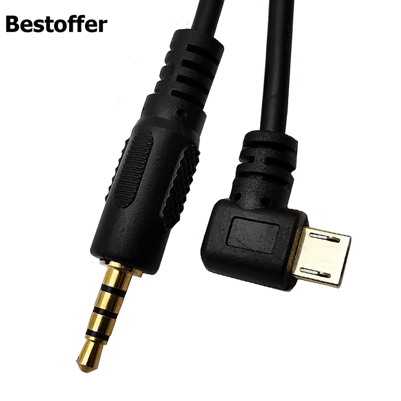 DC 3.5mm Stereo to Micro USB 5Pin Male AUX Adapter Convertor Cable For MP3 MP4