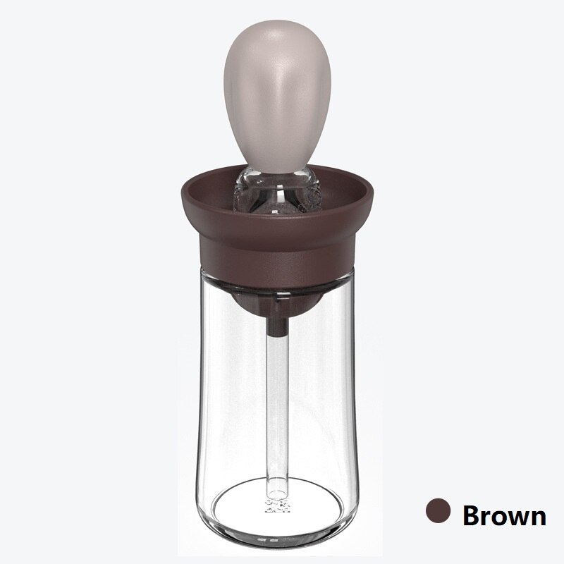 150ml Kitchen Oil Bottle Silicone Glass Oil Container With Brush Barbecue Spray Bottle Oil Dispenser For Kitchen Cooking BBQ: Brown