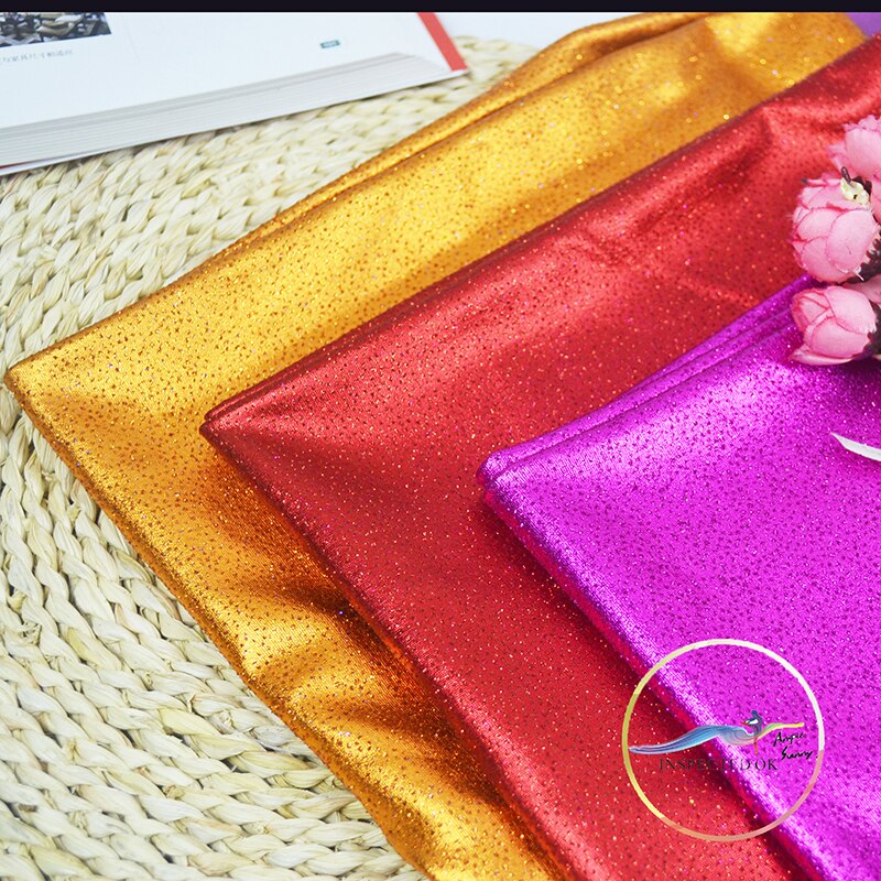 Thicker stage fabric gold foil cloth (spandex) wedding dance stage dedicated diy cosplay garment fabric metallic: Yellow