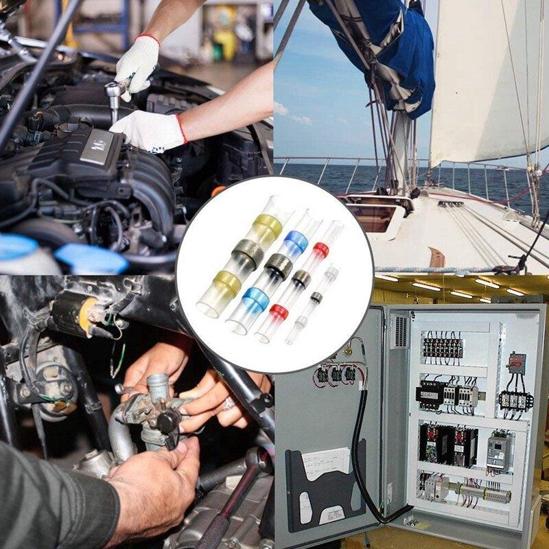 Kit de conectores de alambre de sellado de soldadura 220 uds, conectores termorretráctiles, terminales de cable eléctrico resistentes al agua y aisladas