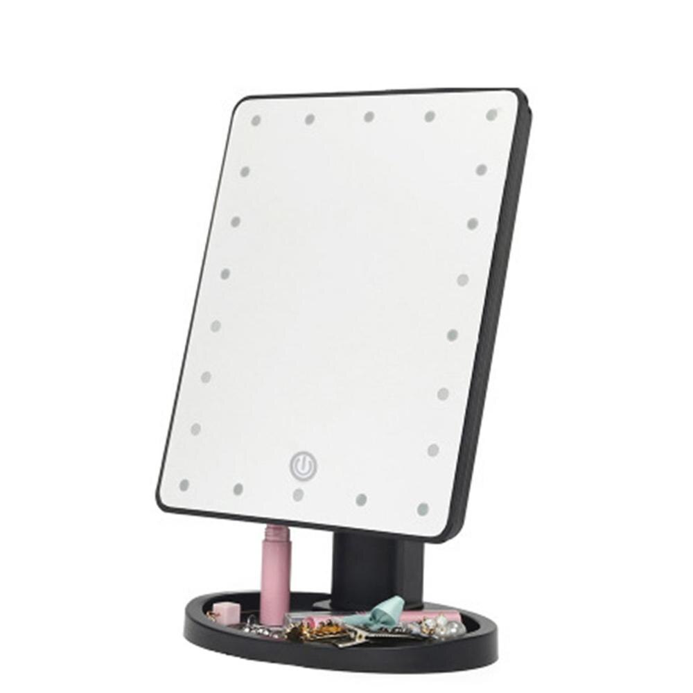 Square Benched Led Makeup Mirror With 22 Light Complement Touch Switch Makeup Dresser Mirror 360 Degree Rotating Makeup Mirrors
