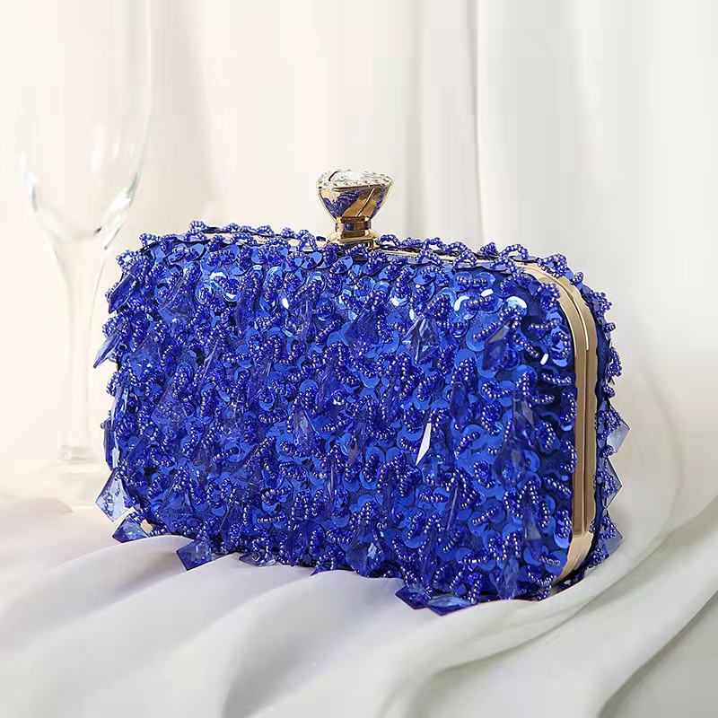 Luxe Pailletten Kralen Kristal Clutch Bags Voor Vrouwen Party Purse Bridal Handtassen Dames Avondtassen Chain Schoudertassen B367: blue