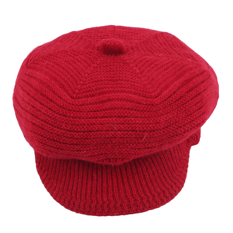 Hatte til kvinder forår efterår strikket hat varme piger hætter damer afslappet uld hat vinter beret kvinder hue: Rød