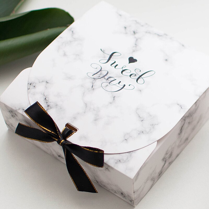 Kasse i marmorstil kraftpapir diy taske søde festartikler emballeringsposer slik fødselsdag papirposer