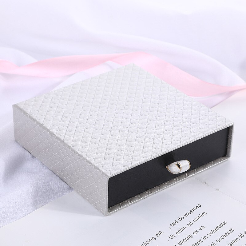 12pcs Jewelry Box White Pink Silver Drawer Paper&PU Box for Necklace Earring Bracelet Ring Brooch Diplay Pakge Box