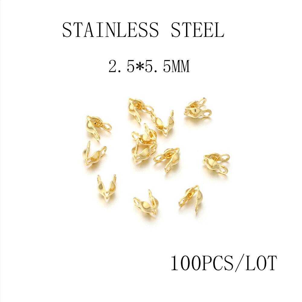 Connecteurs de chaîne à billes 4x7mm, fermoirs, pointe de perle, coquille de palourde pour bricolage, collier, Bracelets, accessoires de fabrication de bijoux, 100 – 1200 pièces/lot: Stainless steel GD3