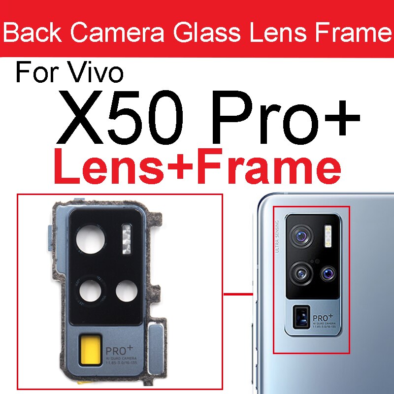 Soczewka aparatu tylnego obiektywu dla Vivo X50 X60 Pro X50 X60 Pro Plus aparat z tyłu obiektywu obudowa ramowa wspornik naklejki wymiana: (X50 Pro Plus) Blue