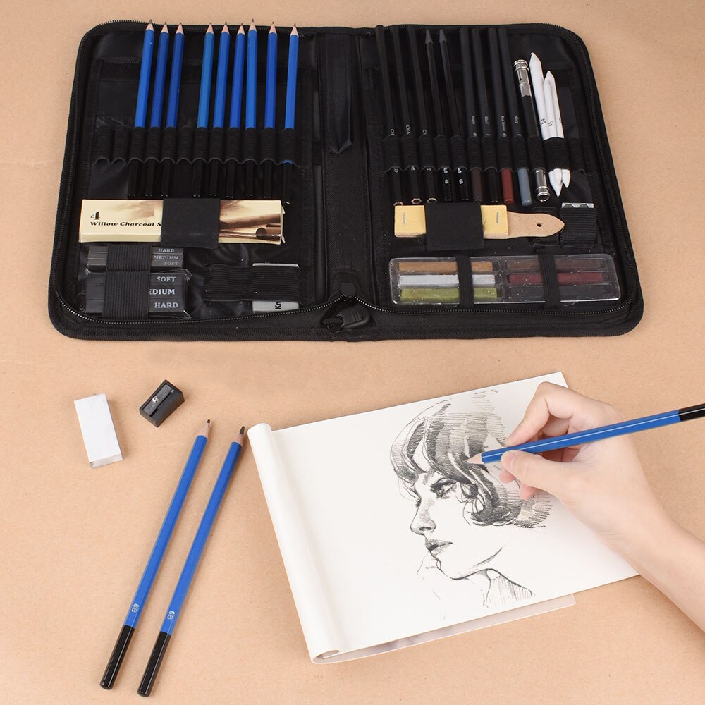 31/40/47Pcs Sketch Pencils Set for Artist Paint Draw Sketch Pencil Art Set Sketch Graphite Charcoal Drawing Tool