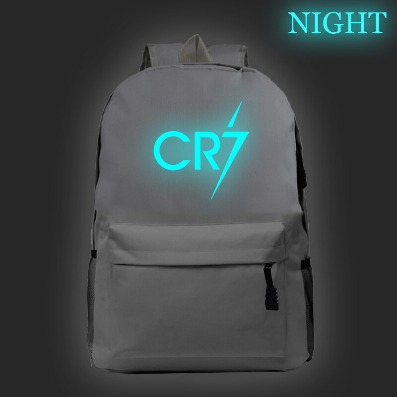 Mochila con brillo nocturno para niños y niñas, morral escolar luminoso Ronaldo CR7, a la , mochila para portátil para adolescentes: 11