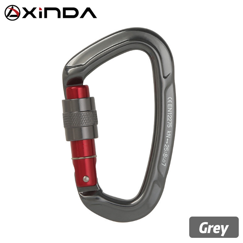 Xinda 25KN D-tipo pesado escalada mosquetón con bloqueo de rosca y montañismo en una hamaca de Camping al aire libre de equipos: Color gris