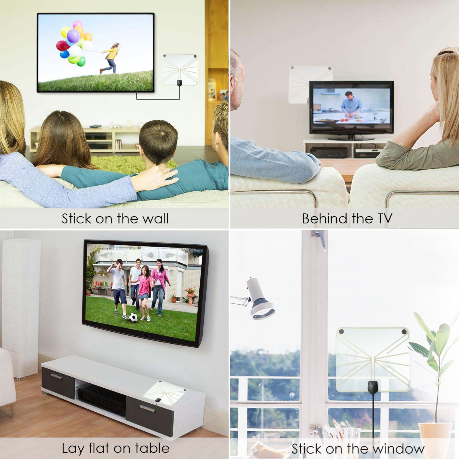 50 -100Mile Range HDTV Clear View Antenna Digital Flat 1080P Amplified Booster Digital TV 50 Miles Range LNA Gain VHF