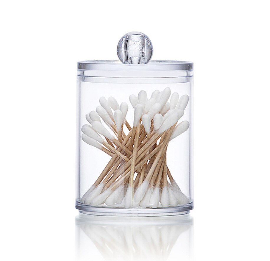 Cotton Swabs Jewelry Storage Box High Transparent Cleansing Cotton Storage Jar Cosmetics Organizer Lipstick Holder Storage Box: Round -Cotton Swab