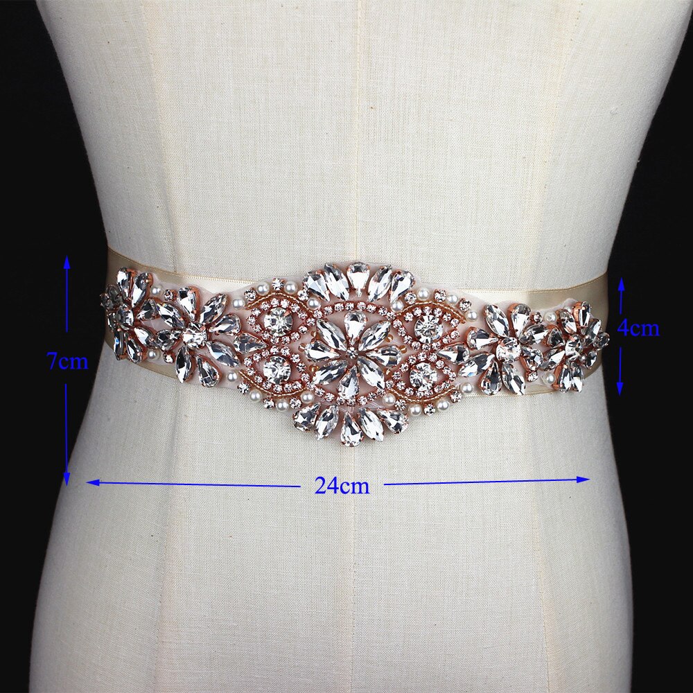 Silver handmade Rhinestone Applique Bridal Belt Crystal Wedding Sash Belt With beaded Pearl For Wedding Evening Dress up Prom