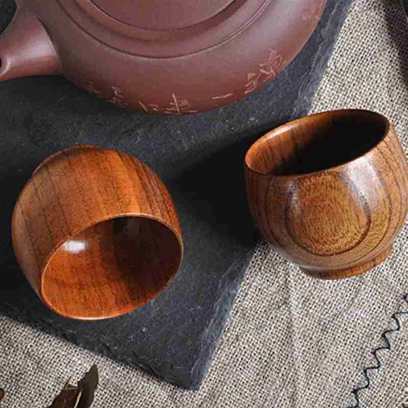 Houten kopje hout koffie thee bier sap melk water mok primitief handgemaakt natuurlijk houten theeservies klein houten kopje klein theekopje