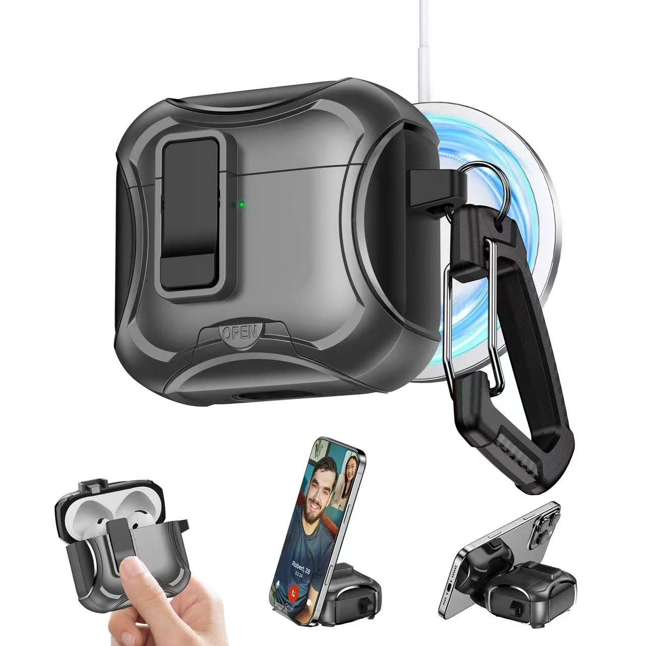 2025 pour Airpods 4 étui adapté étui pour écouteurs couverture à ressort étui de protection pour écouteurs magnétiques 3D pour AirPods Pro 2 étuis: XS / CORAL