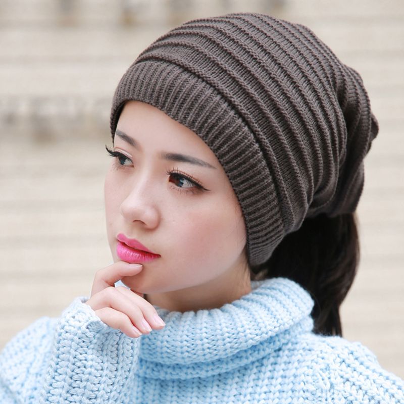 Vinter unisex strikket lue trend Dobbel-bruk skjerf herre kvinner sikring lokk