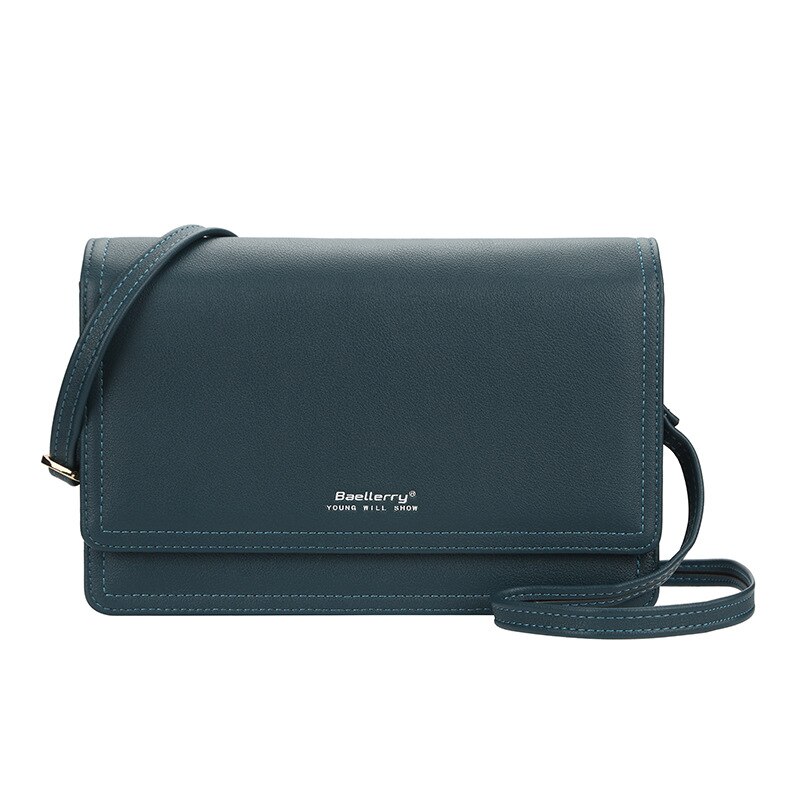 Damen-umhängetasche in unifarbe mit großem fassungsvermöGen, weiches leder, multifunktionale crossbody-geldbörse: Blau