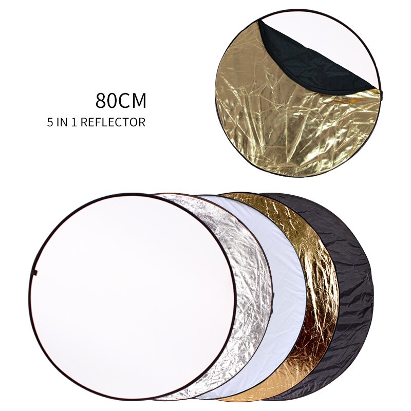 31.5Inch 80Cm Draagbare 5 In 1 Doorschijnend, Zilver, Goud, Wit, en Zwart Inklapbare Ronde Multi Disc Light Reflector Voor Foto
