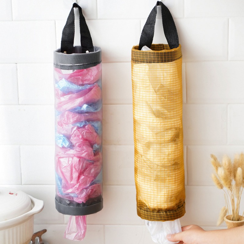 Colgador de cocina con gancho para puerta, estante de basura colgante de Metal, almacenamiento de bolsas de basura, estante de acero inoxidable para armario