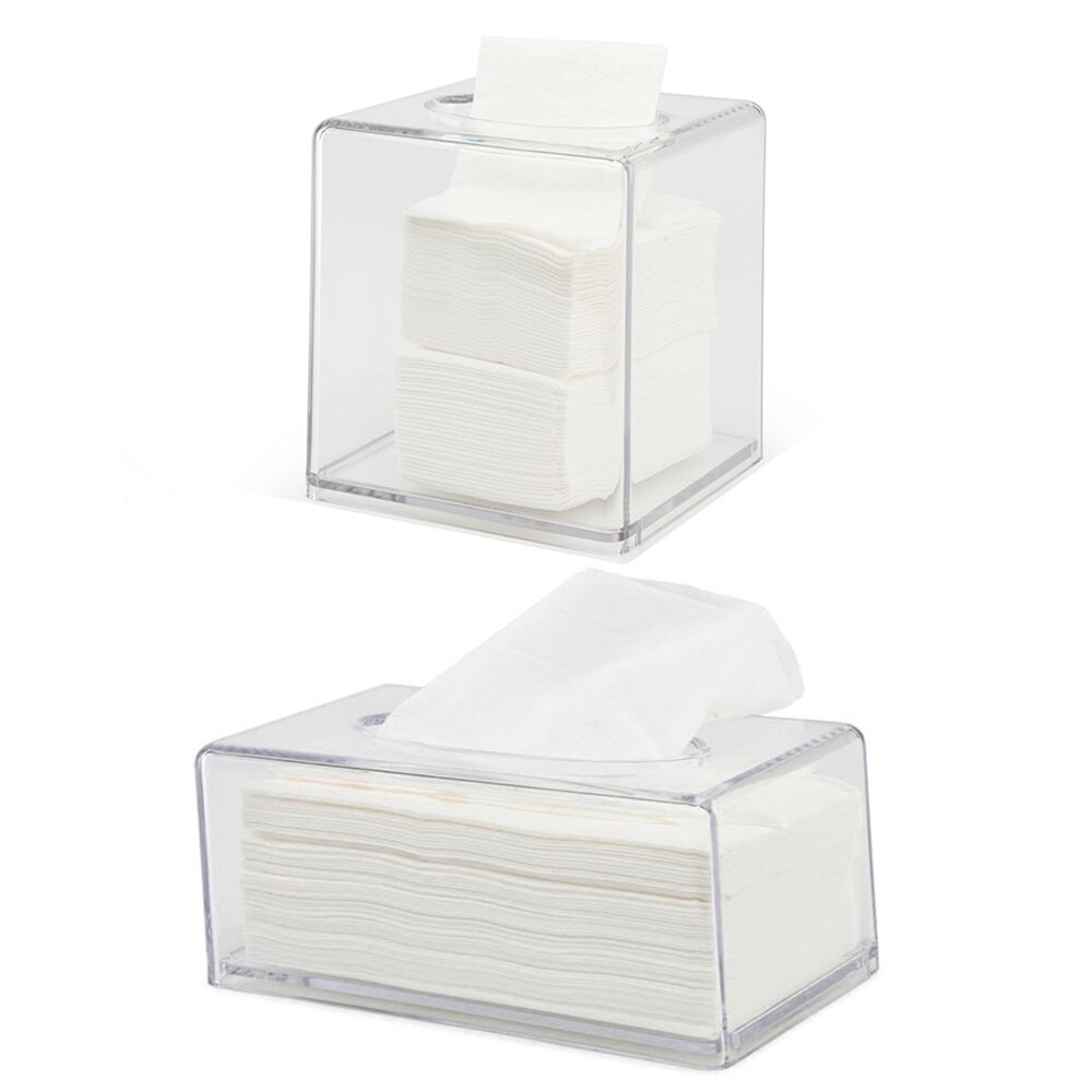 Facial Acrylic Tissue Box Clear Tissue Box Cover Rectangular Napkin Car Office Paper Holder Tissue Dispenser