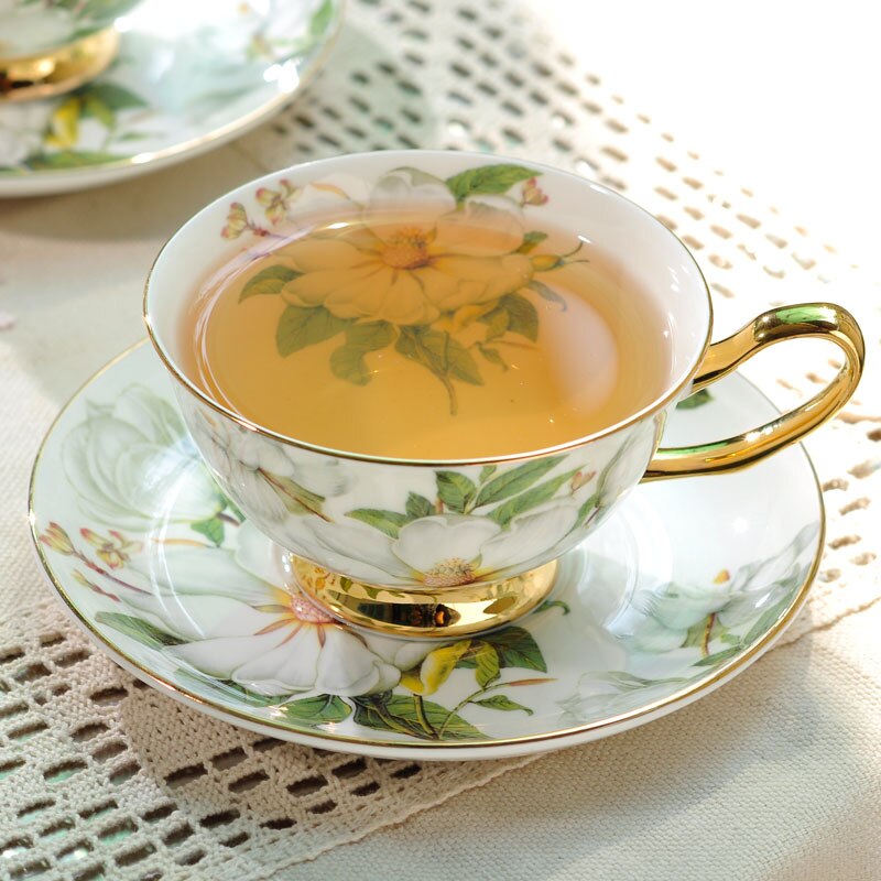 Camellia English coffee-cup set espresso cups home ceramic European afternoon-tea cup set box packaging girlfriend