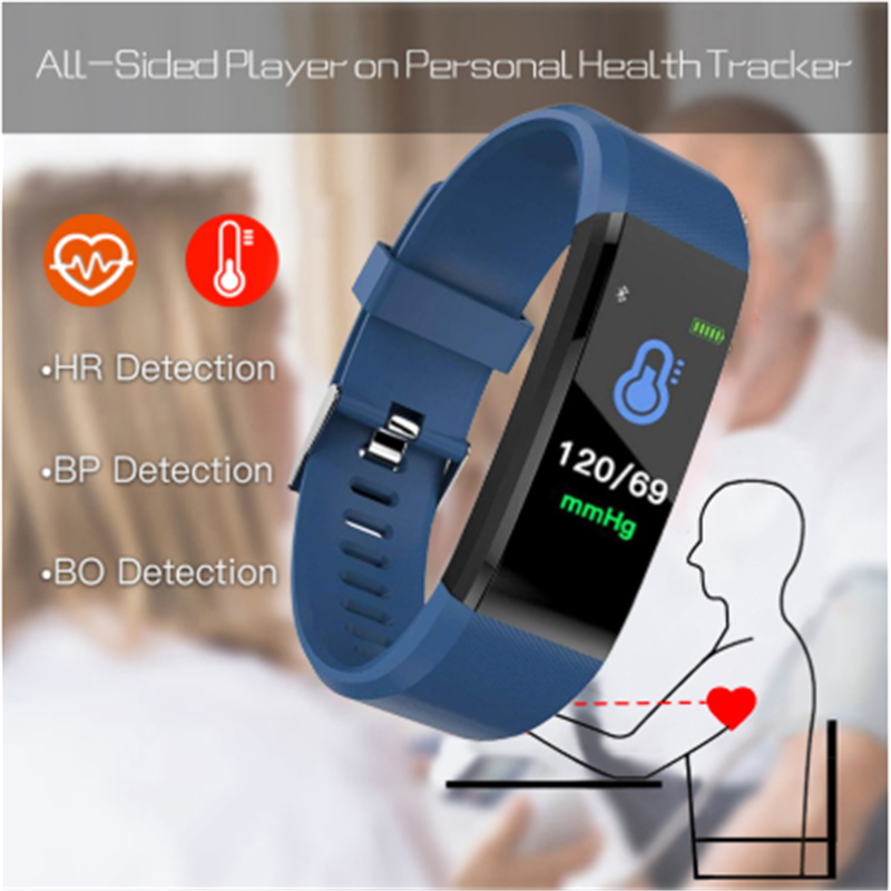Écran intelligent bracelet moniteur de fréquence cardiaque Fitness activité Tracker 115plus bande intelligente couleur pression artérielle musique télécommande