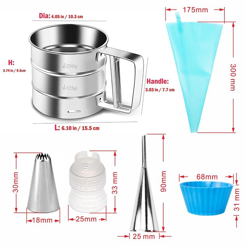 22Pcs/Set Cake Tools Stainless Steel Baking Accessories Cake Supplies DIY Baking Tools Accessories