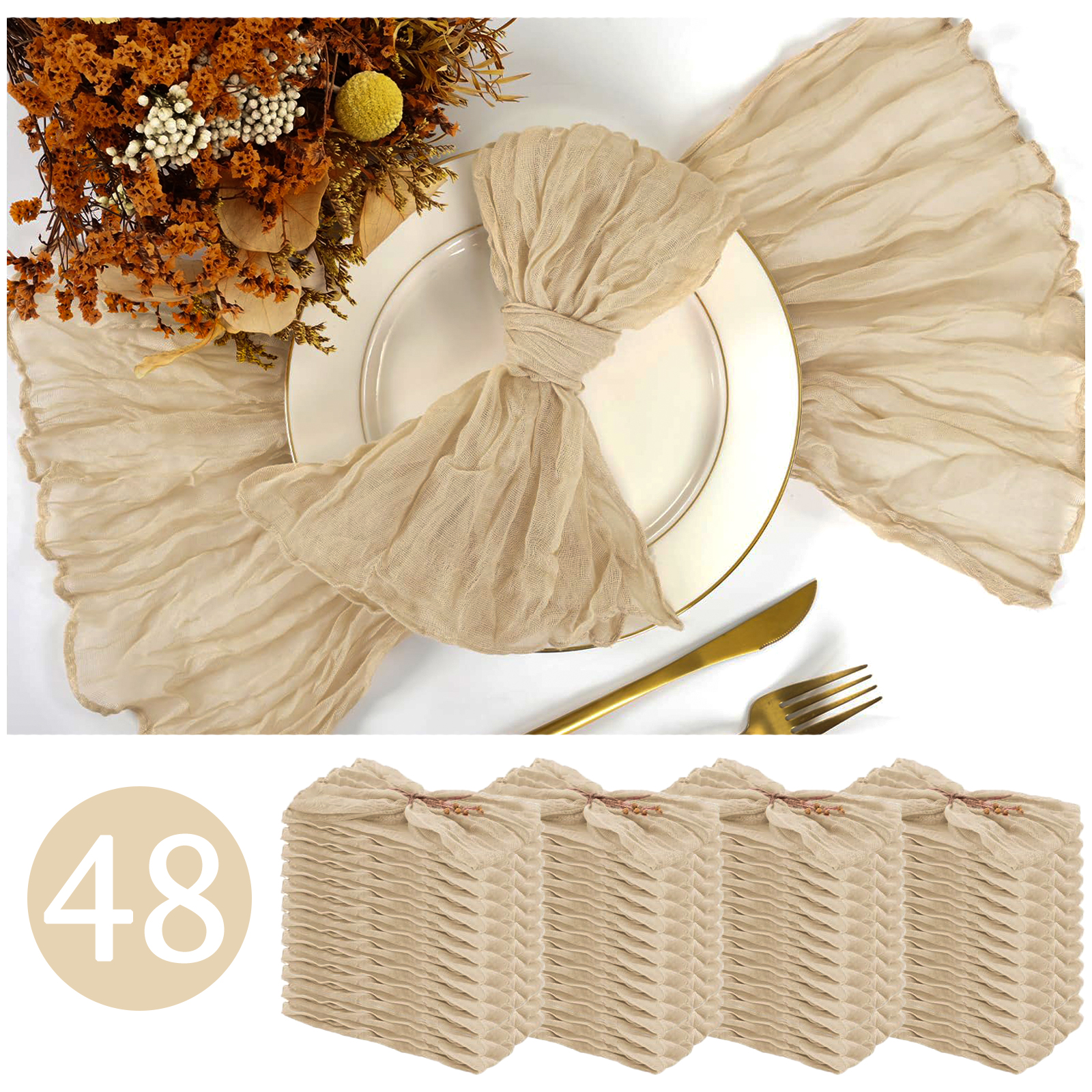 24-120 Stuks Salie Groene Bruiloft Servetten Doek Servetten Katoenen Gaas Handdoek 20Inch Servetten Dineren Placemats Feesttafel Decor: Bruin