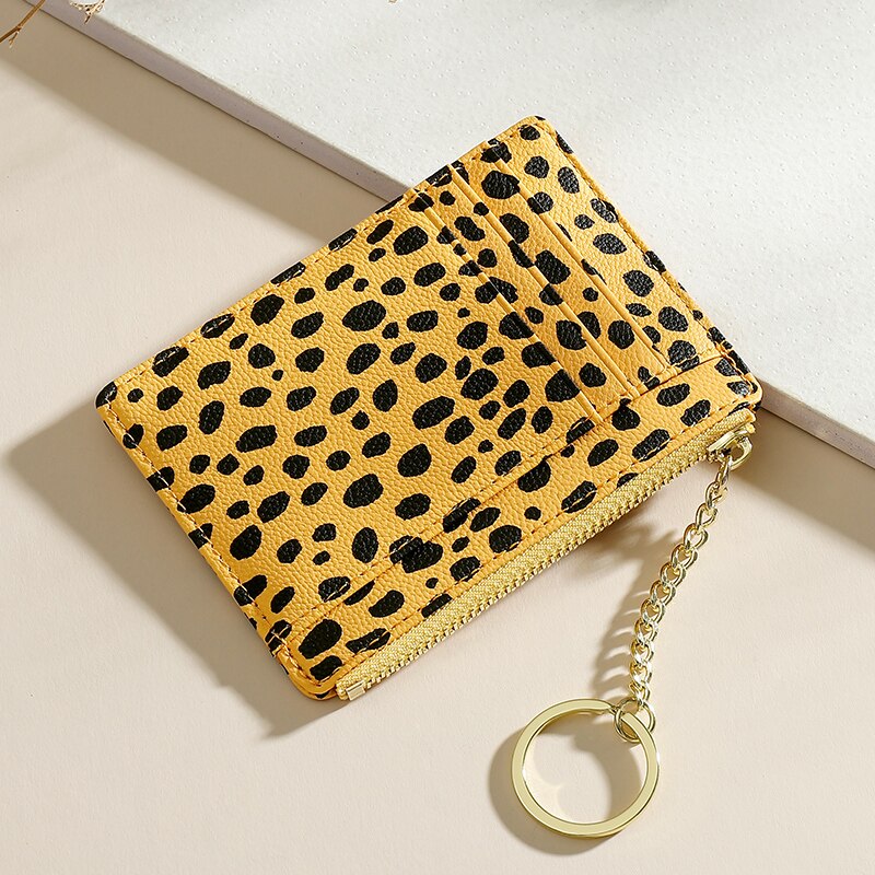 Leopard drucken Karte Halfter für Frauen Super Dünne Kleine Weibliche Brieftasche Pu Leder Mini Geschäft Ich würde Kreditkarte fallen Frauen der KeyChain
