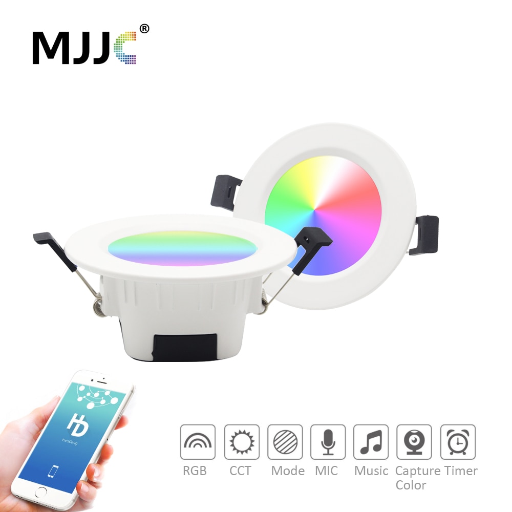 LED Downlight RGB regulable CCT 110V 220V 230V 5W BT de malla de techo Downlights Bluetooth APP Control luz lez empotrada, lámpara