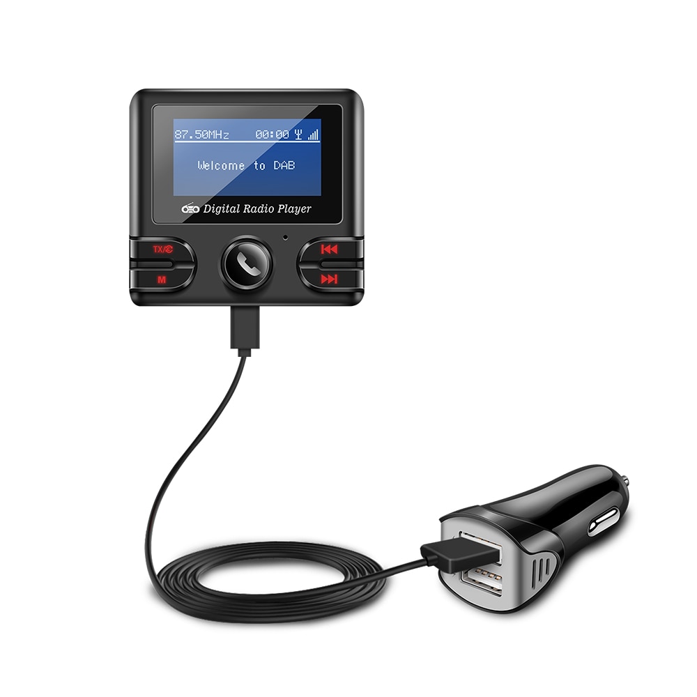 Onever DAB Ontvanger Bluetooth 4.2 FM Transmitter Car Kit Muziekspeler Modulator Dual USB 2.1A Charger Ondersteuning TF met Antenne
