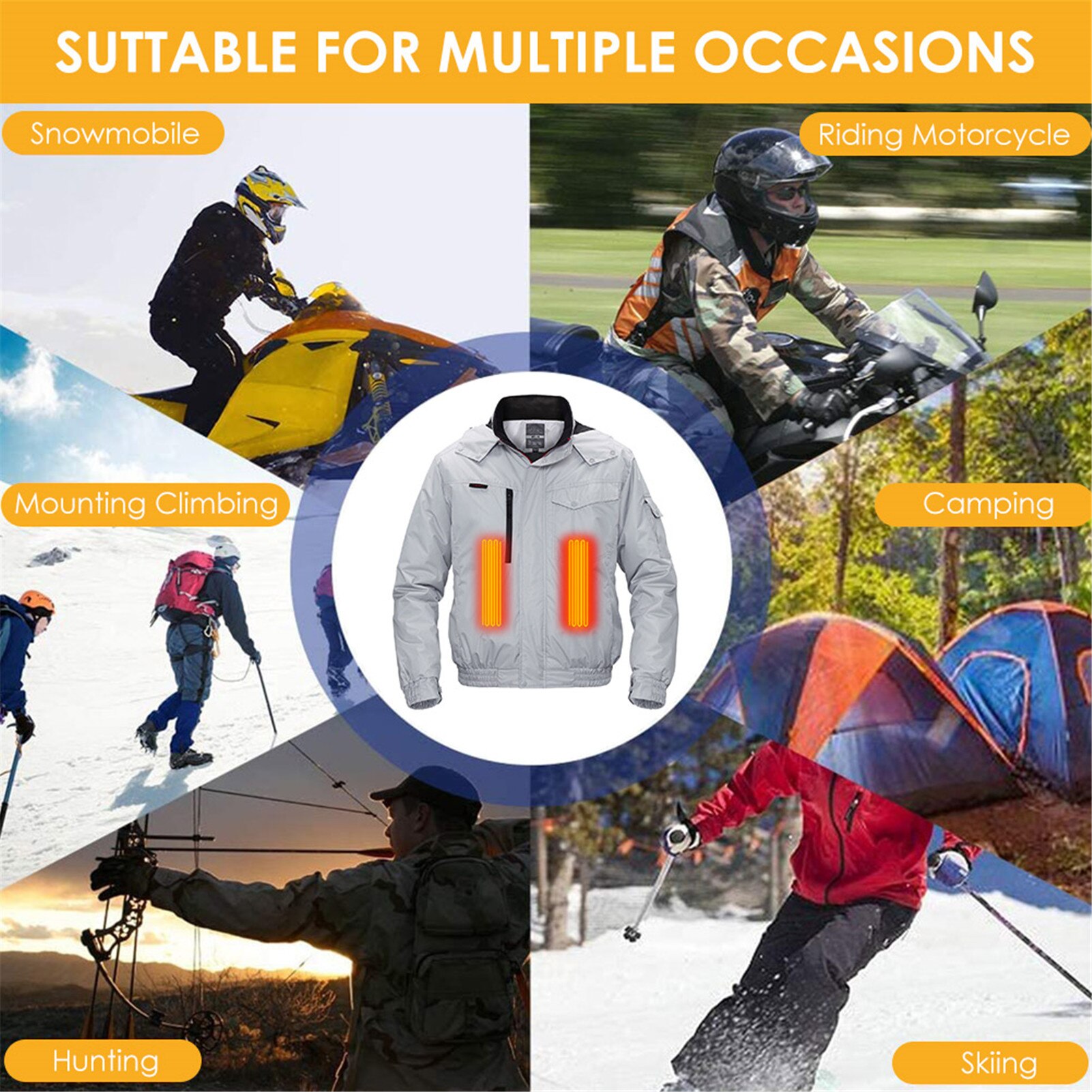 USB Charging Heating Jacket Breathable Comfortable Electric Heating Clothing For Walking Camping Ice Fishing Skiing