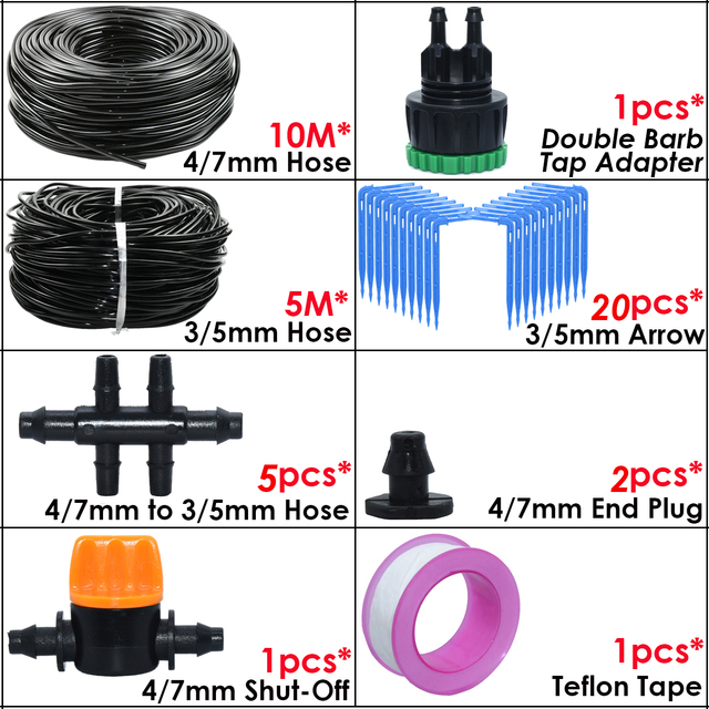 Sprüh gewächshaus automatische Bewässerung Garten Tropf bewässerungs System Bausatz 4/7mm bis 3/5mm Schlauch Pfeil Tropfer für Bonsai Topfpflanze: Licht Gelb