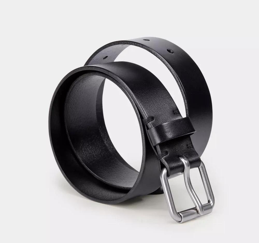 Youpin Qimian Männer Gürtel Männlichen Echtem Leder Strap Gemüse-gegerbtem Rindsleder Gürtel Für Männer 3,8 CM Pin schnalle Taille Gürtel: black m