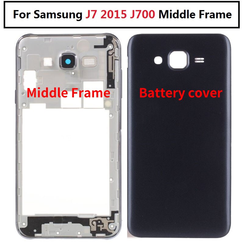 10 sztuk dla Samsung Galaxy J5 J7 2015 J700 J700F J500 J500F Sm-j700f obudowa środkowa rama + pokrywa baterii tylne tylne drzwi z boku