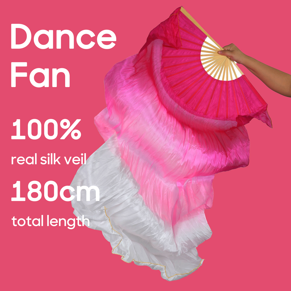 Wachlarz robić Tańca Brzucha Damski 100% Jedwab Prawdziwy Woale Składany Wachlarz Rekwizyty robić Ćwiczeń Tańca Akcesoria robić Występów Scenicznych Strój Taneczny: XS / BŁĘKITNA